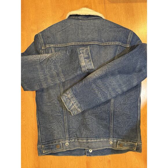 Levis Jacket Small Blue Sherpa Lined Denim Jean Trucker Button Up - Picture 10 of 11